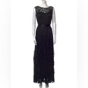 Teri Jon Black Lace-Yoke Maxi Dress